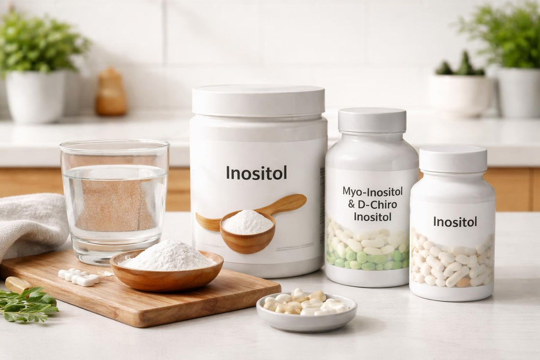 Inositol supplements, powders and capsules display
