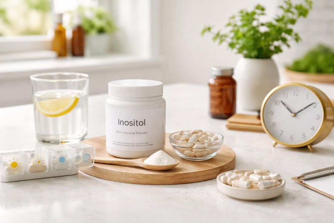 Inositol vitamin B8 supplement powder and capsules timing guide