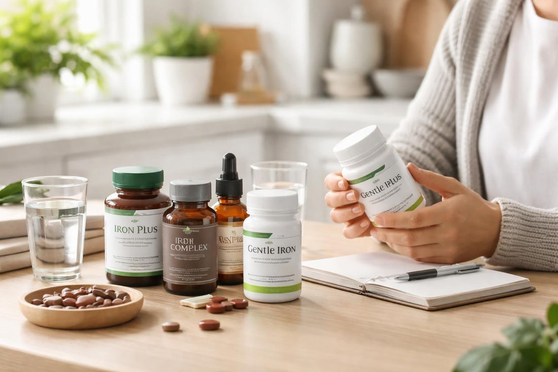 Canadian shopper reviewing iron mineral supplements collection