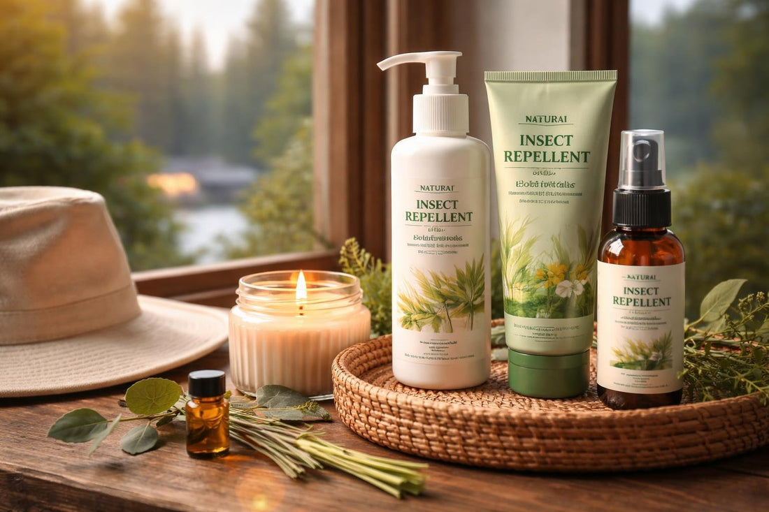 Repellent body moisturizer applied before Ontario campsite evening