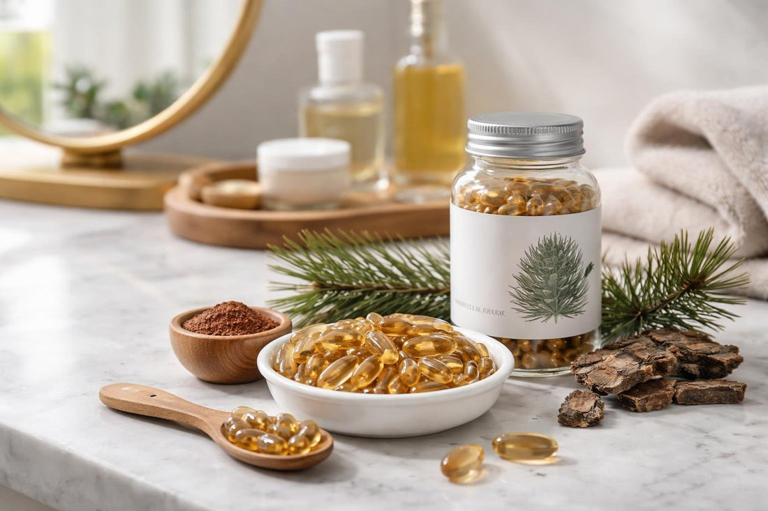 French Maritime pine bark extract capsules on table