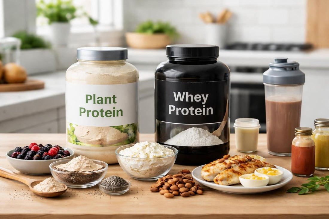 Athlete comparing plant protein powders and alternatives