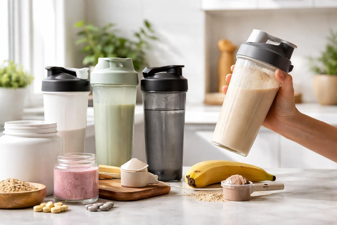 Shaker bottle mixing protein shake smoothly without lumps