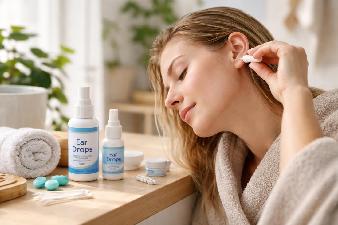 Person using ear drops for swimmer's ear relief
