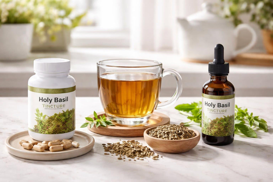 Holy basil tulsi capsules tea and tincture options in Canada