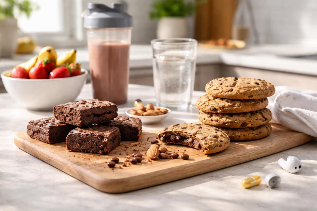 Sports nutrition cookies and brownies for pre and post workout