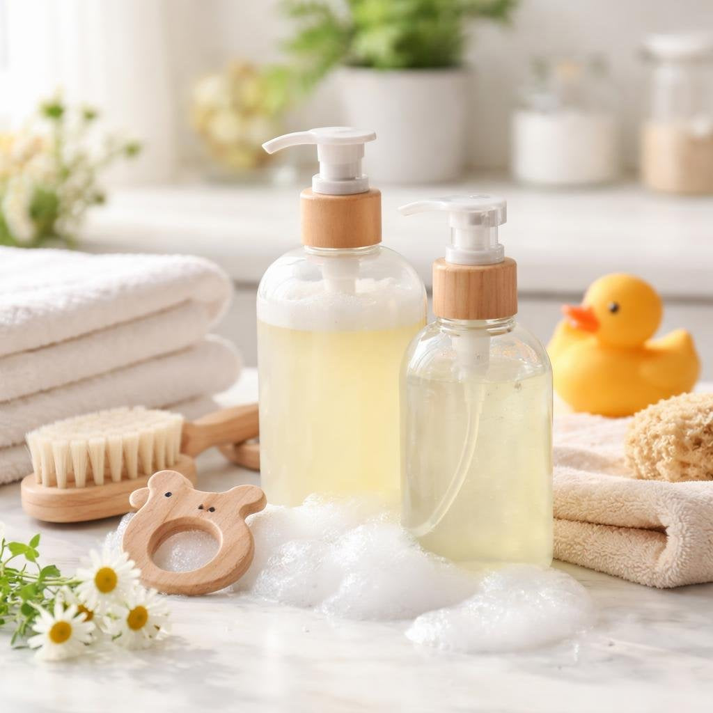 Gentle baby bubble bath and cleanser essentials