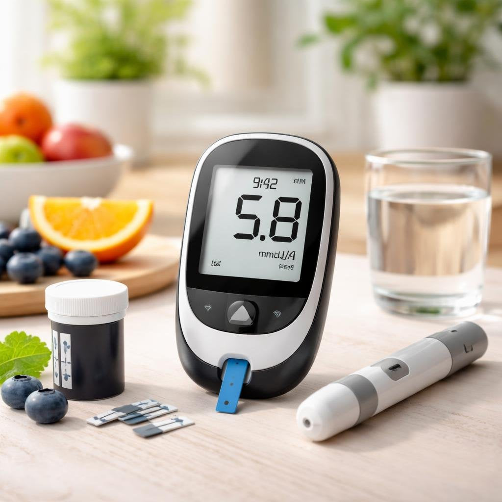 Blood glucose monitor kit with strips and lancets