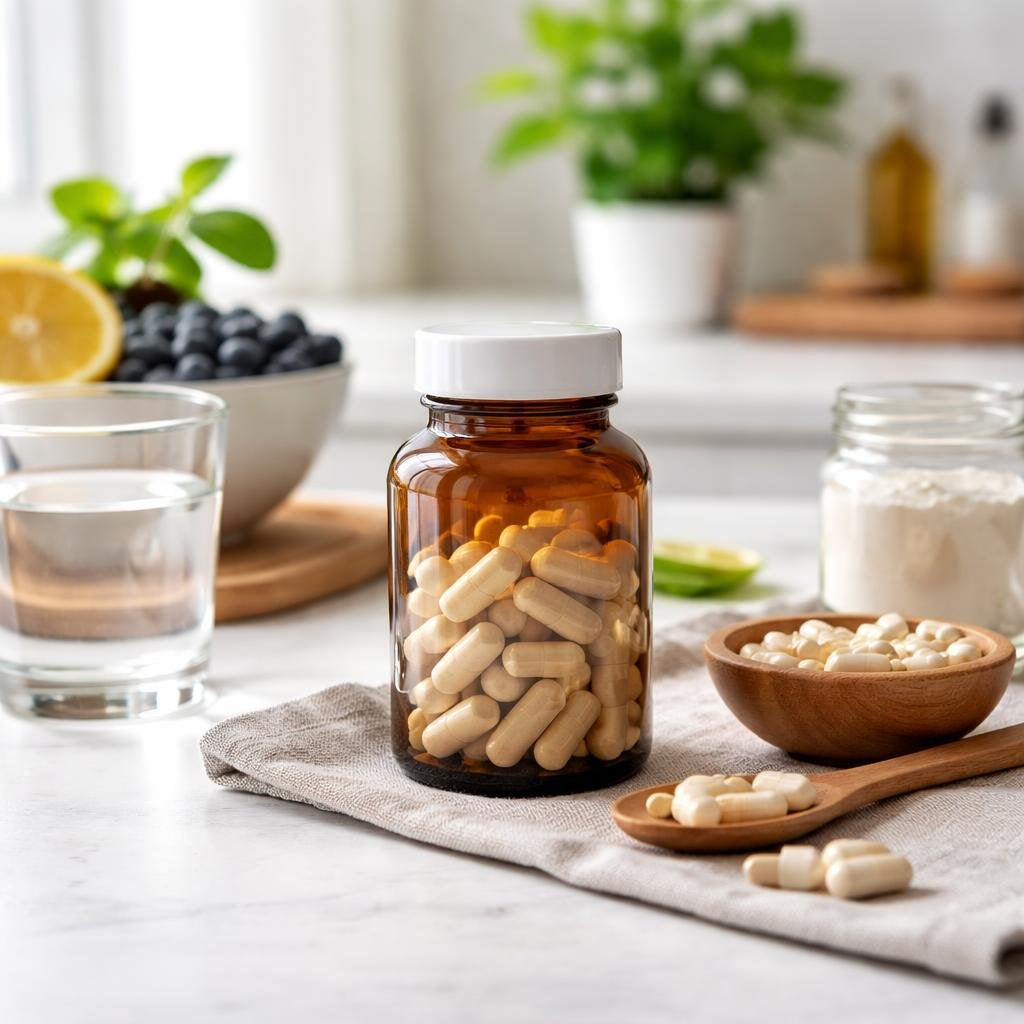 Choline supplement bottles for brain and liver support