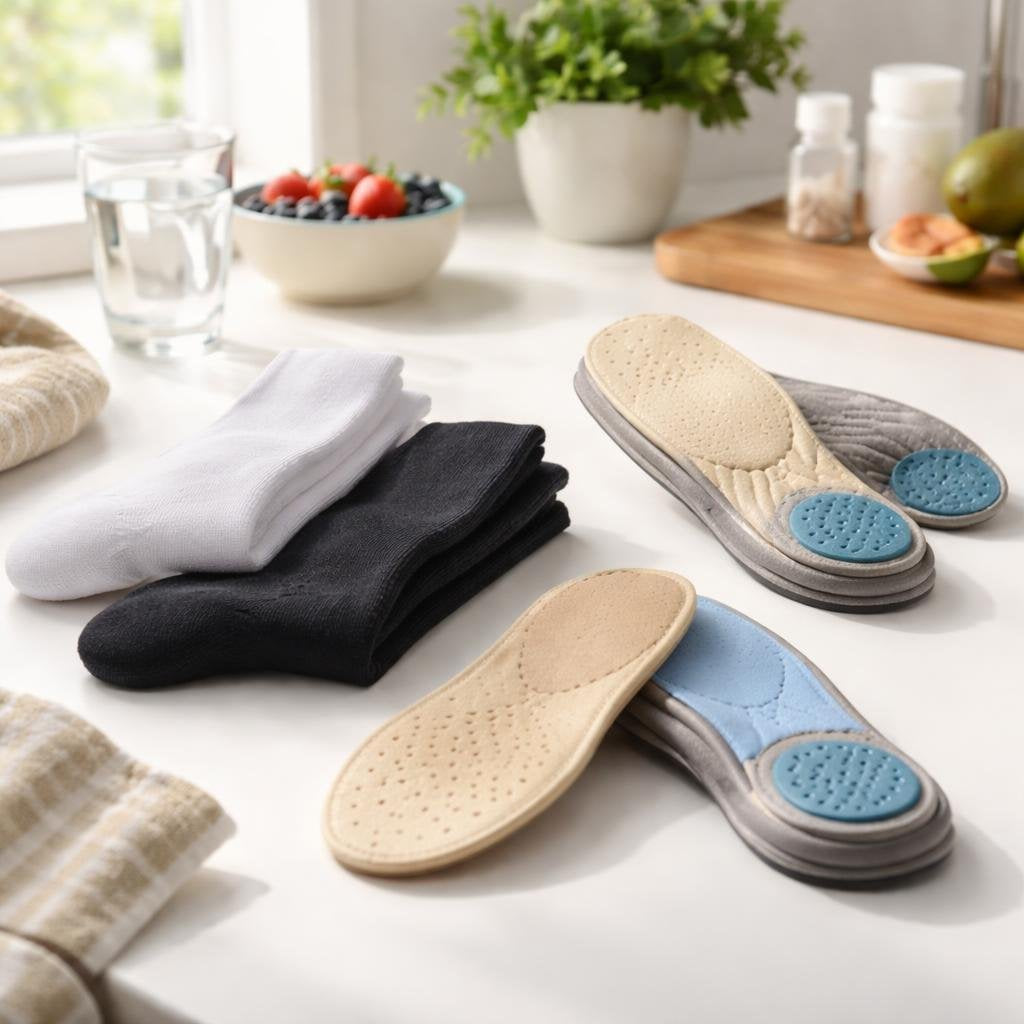 Diabetic socks with cushioned insoles for sensitive feet
