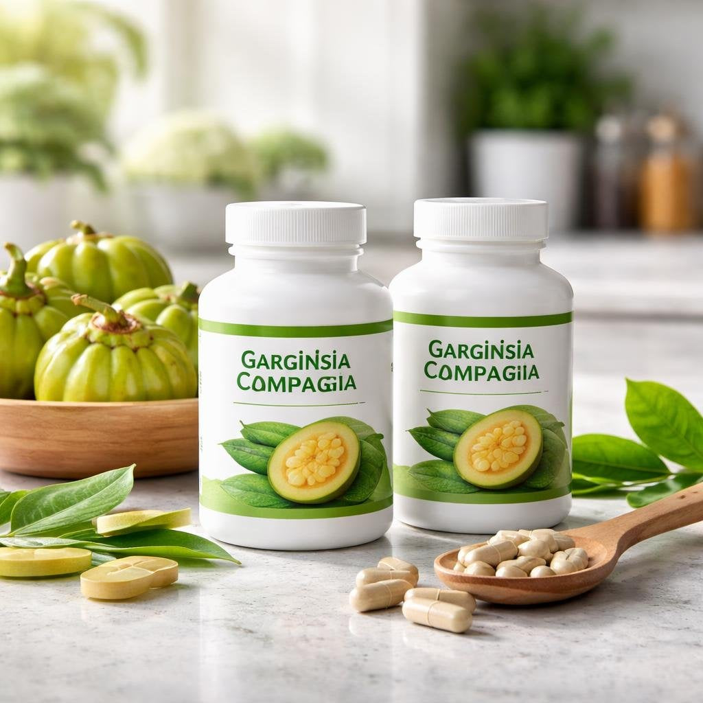 Garcinia cambogia herbal capsules with HCA label details