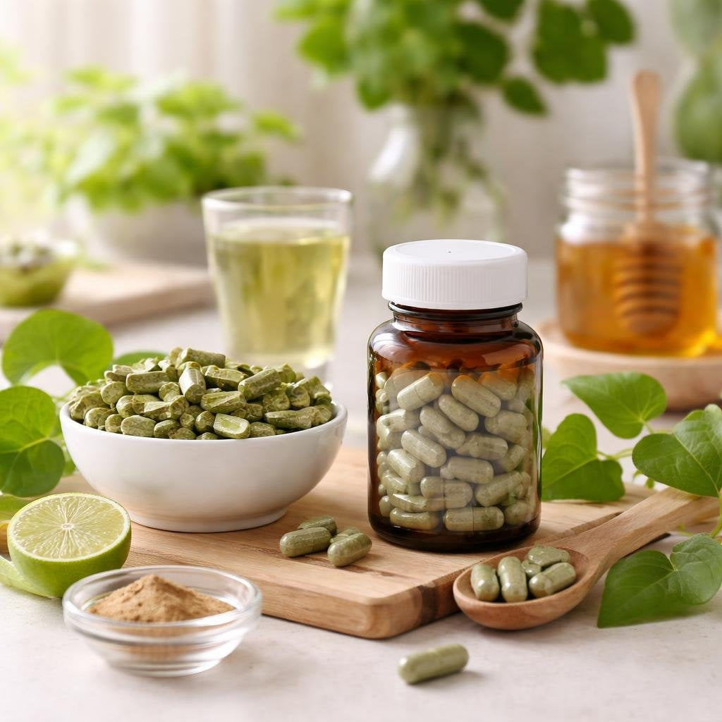 Giloy Guduchi supplements collection with clear labels