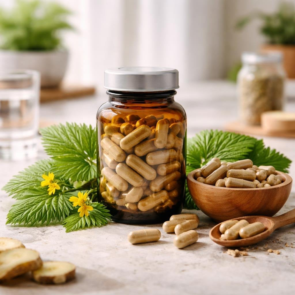 Goldenseal supplement capsules and tincture for daily wellness