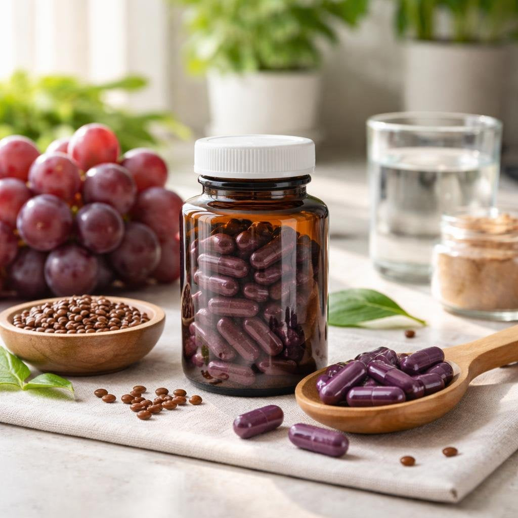Grape seed extract capsules with standardized OPC content