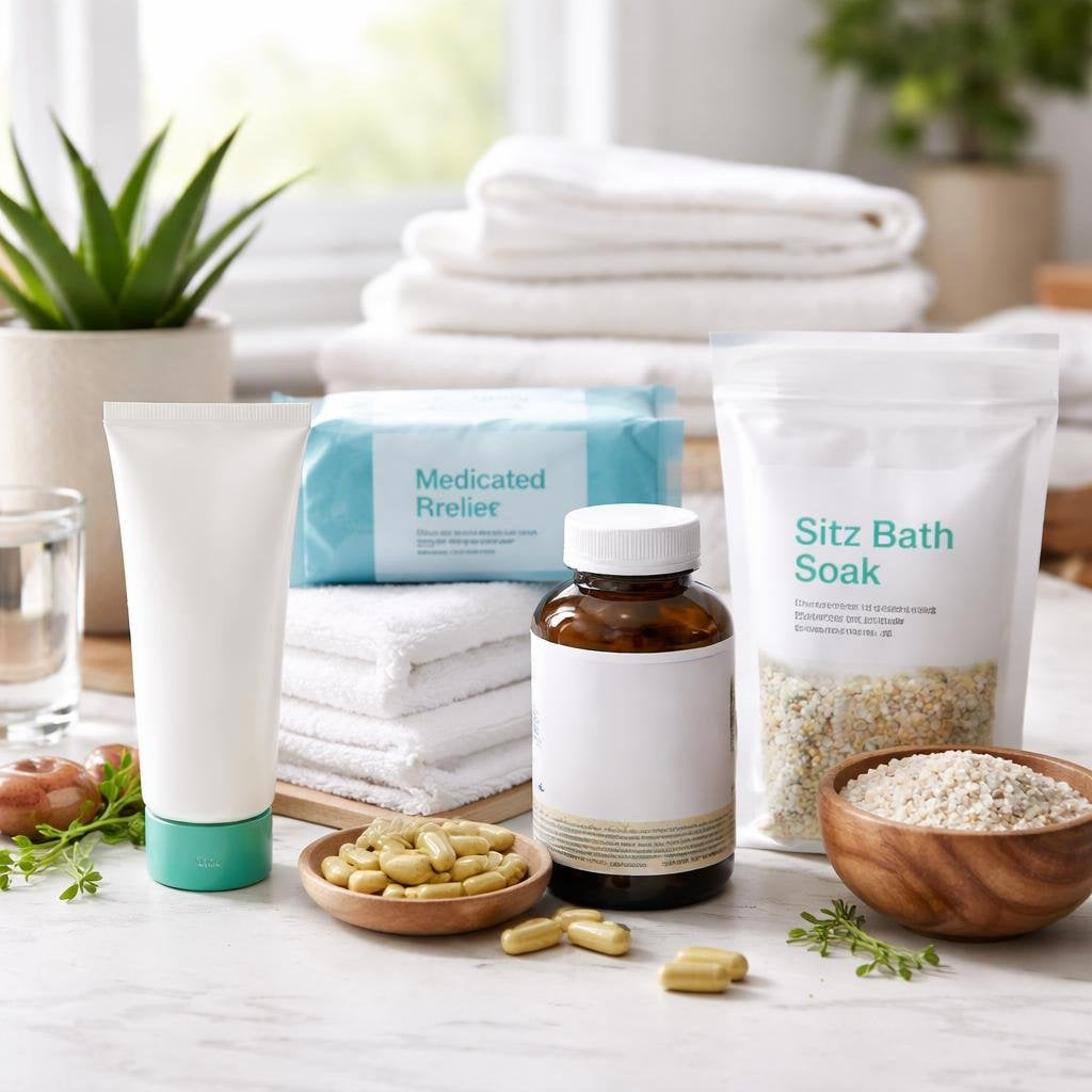 Hemorrhoid care creams, wipes, and barrier ointments collection