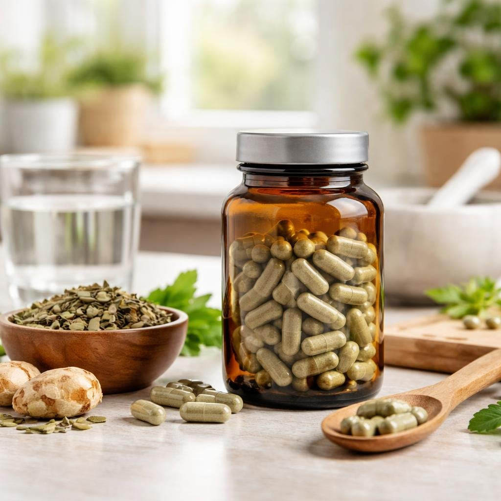 Horny goat weed Epimedium herbal supplement capsules