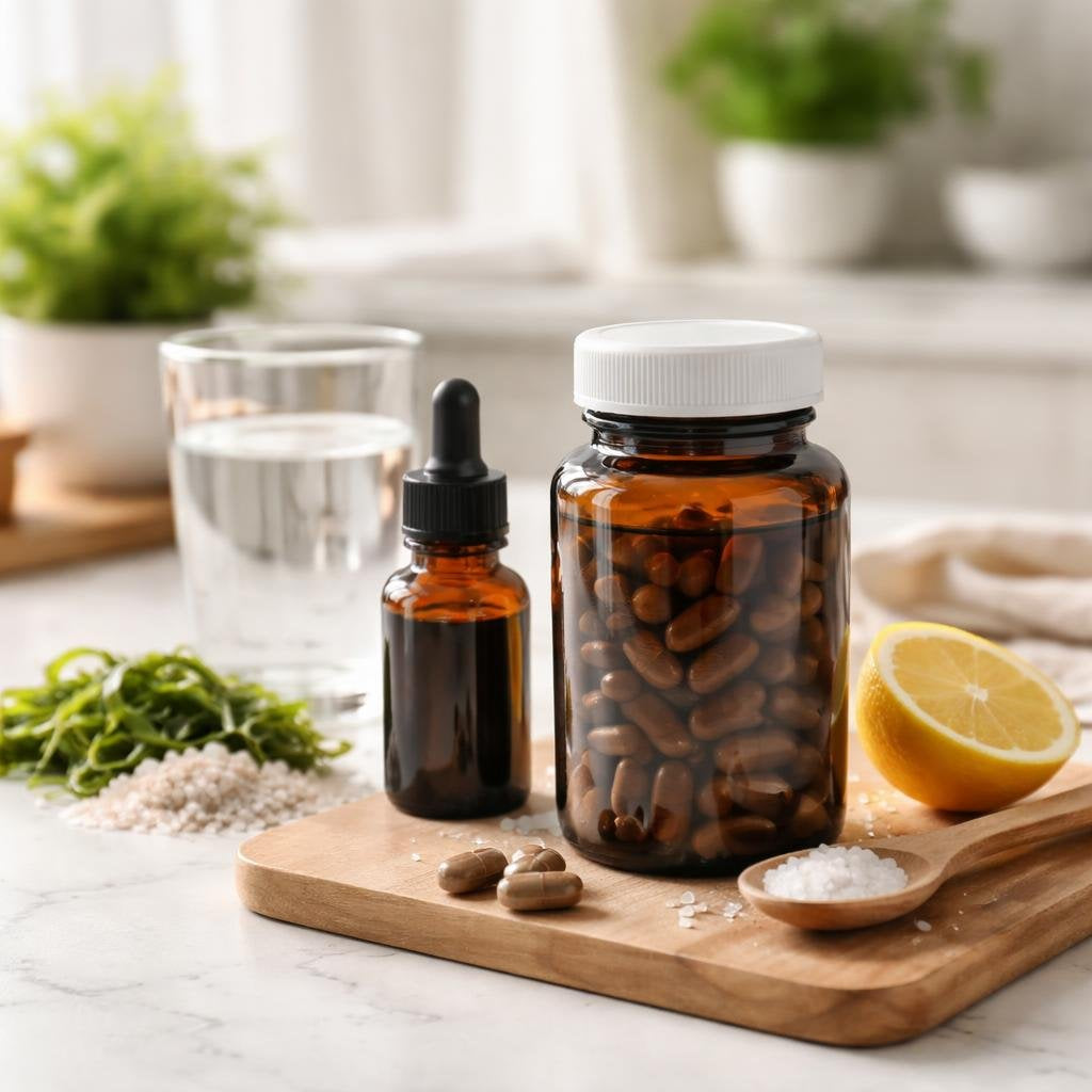 Iodine mineral supplements with clear dosage labels