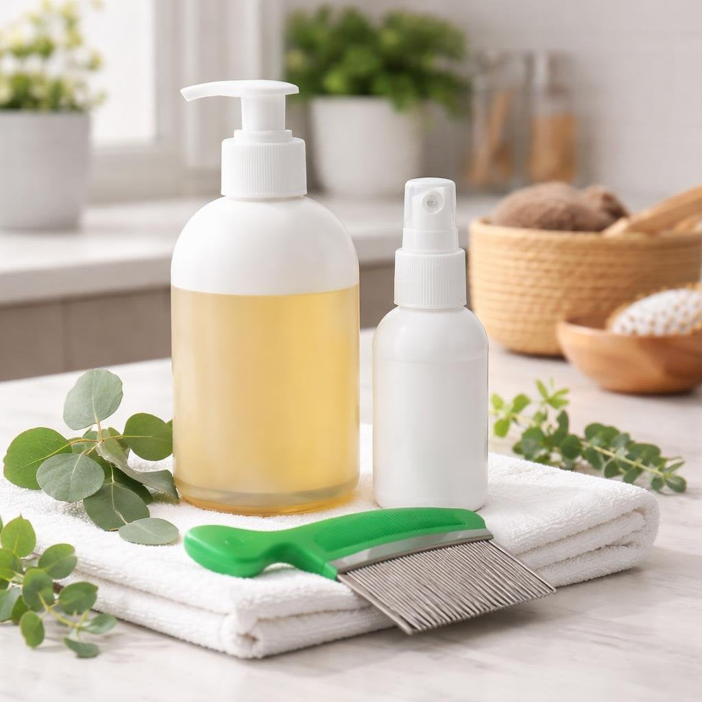 Lice treatment shampoo with nit comb for home use