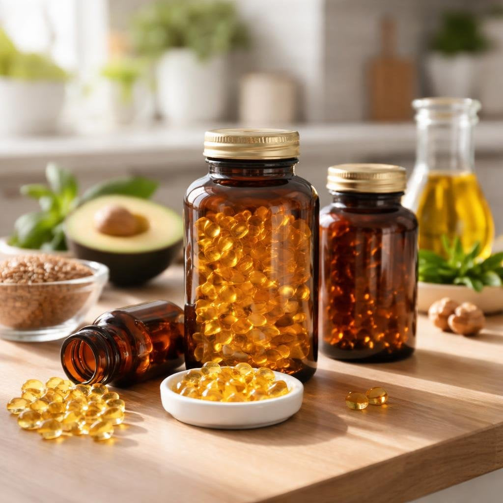 Lipid supplements featuring omega-3 fish oil softgels