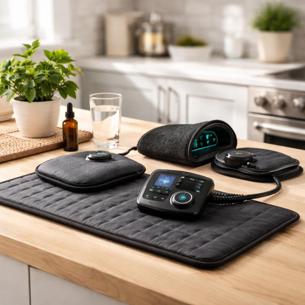 Magnetic field therapy products set up for home wellness