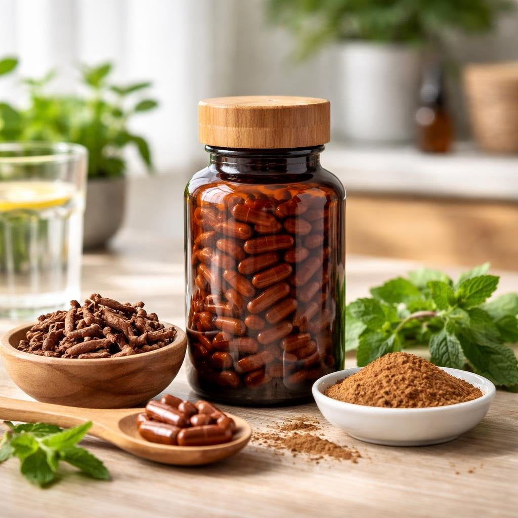 Manjishtha Rubia cordifolia supplements in capsule and powder