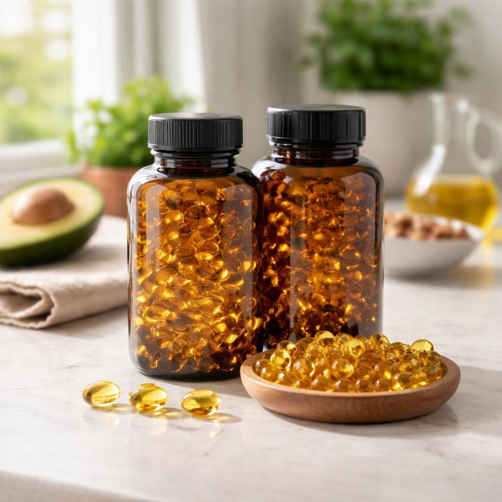 Omega 3-6-9 oil softgels and liquid supplements