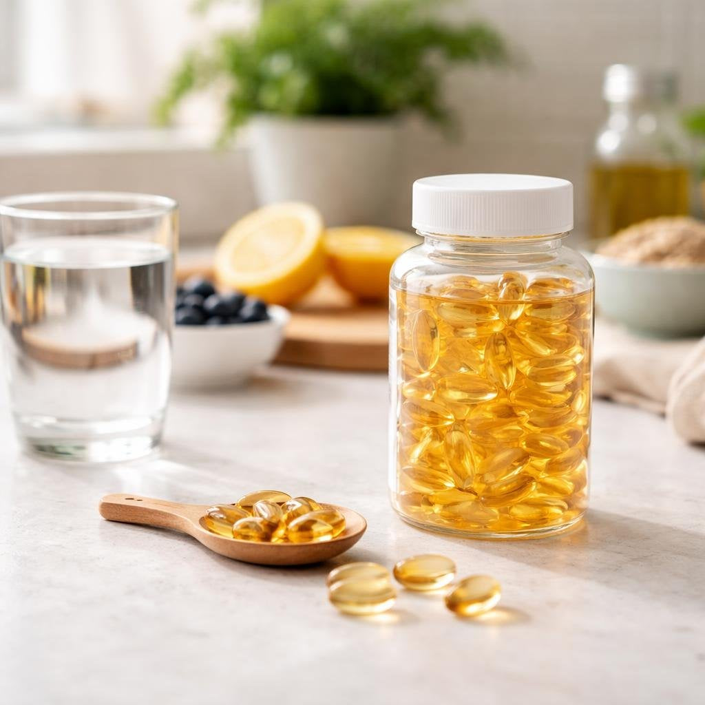Omega-3 fish oil softgels with EPA and DHA