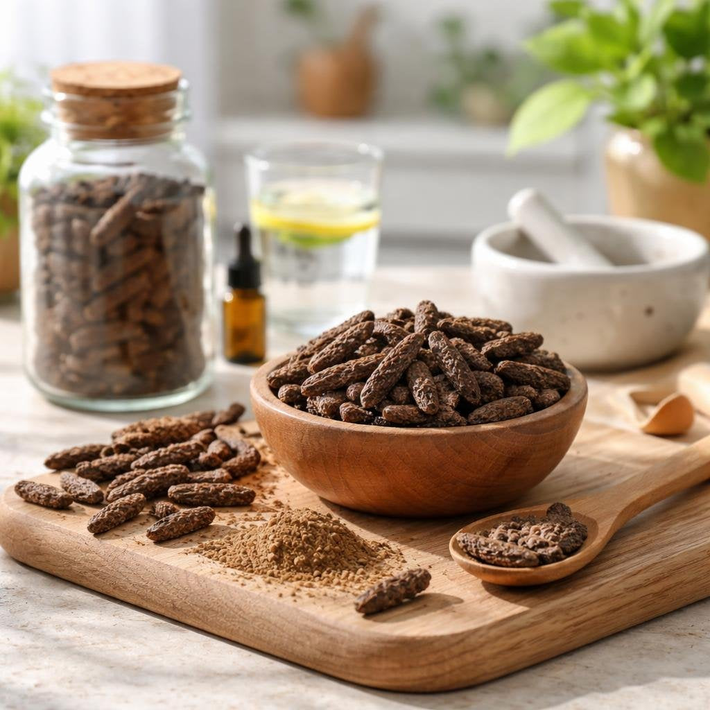 Pippali (Piper longum) capsules and powder supplements