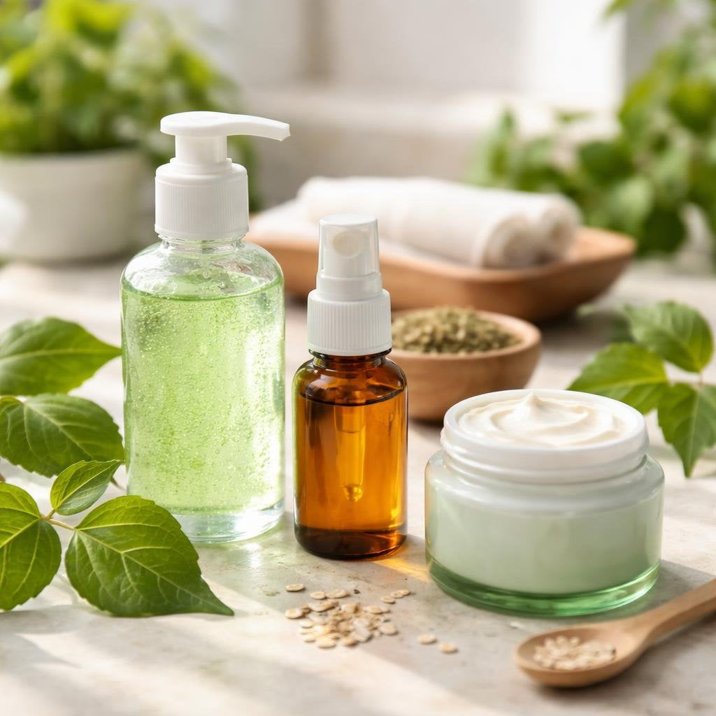 Poison ivy wash and cortisone rash relief products