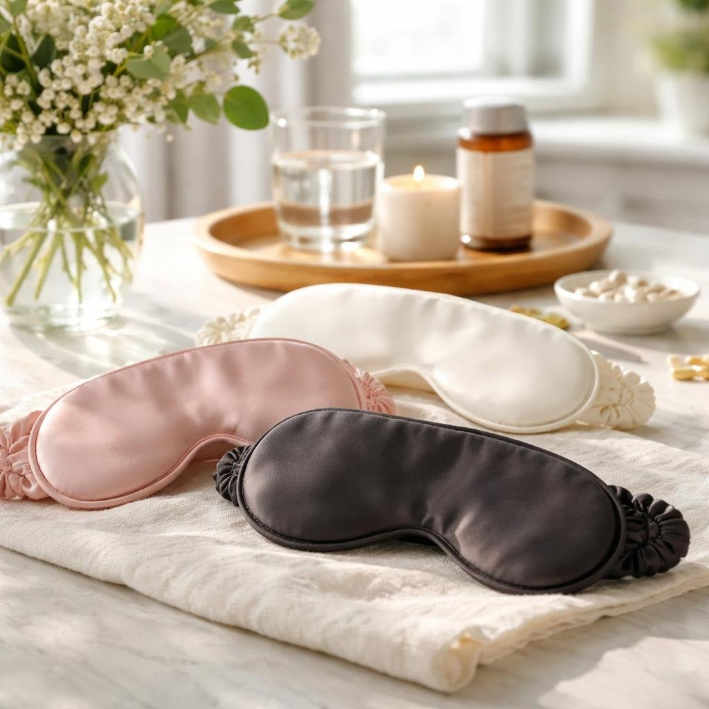 Soft blackout sleep mask with adjustable strap for comfort