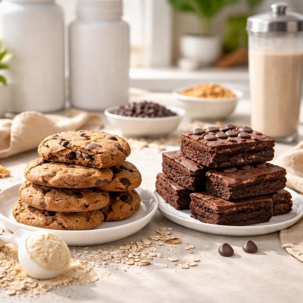 Protein cookies and brownies for sports nutrition routines
