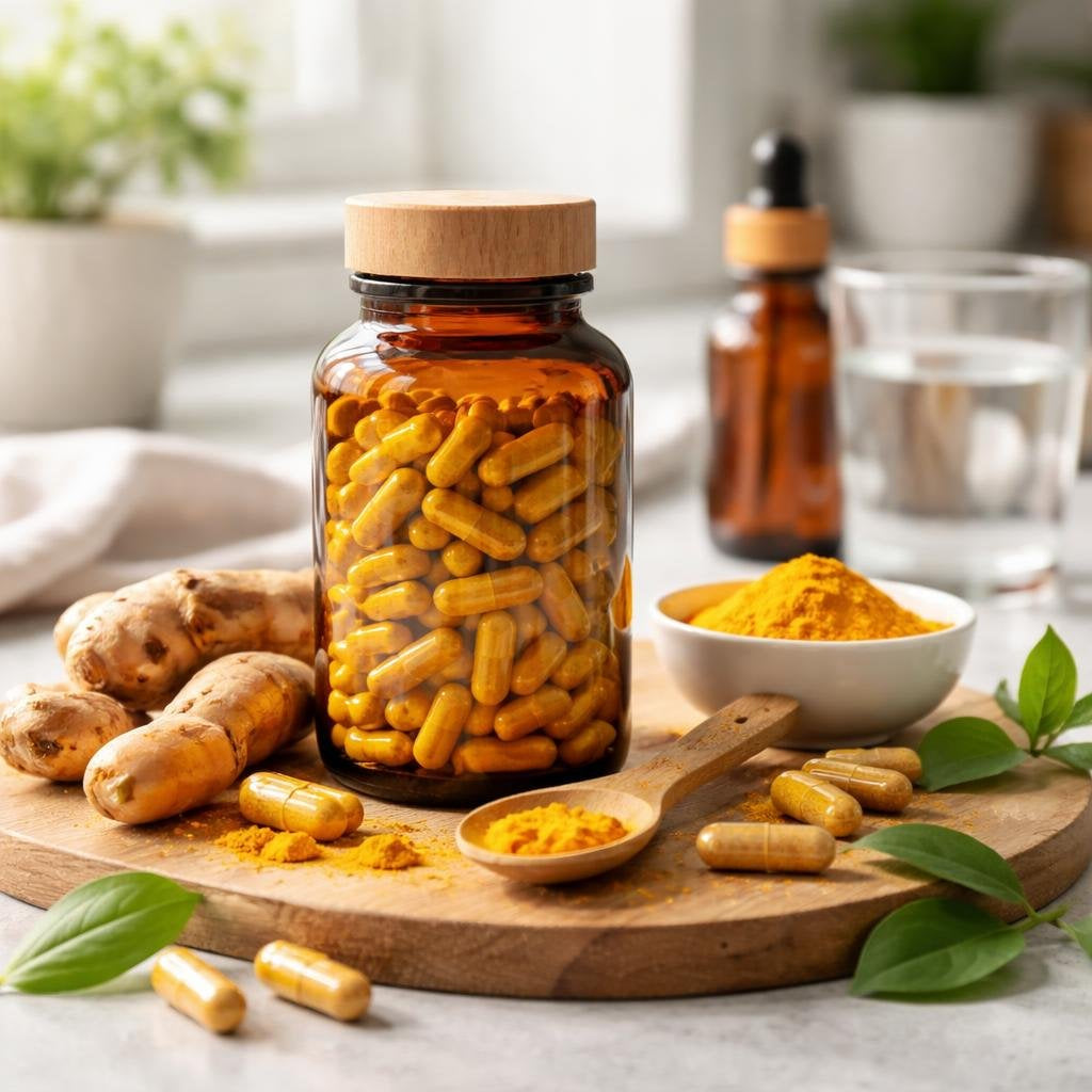 Turmeric curcumin capsules with black pepper extract