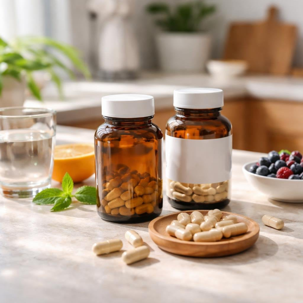 Assorted Vitamin B complex and B12 supplement bottles