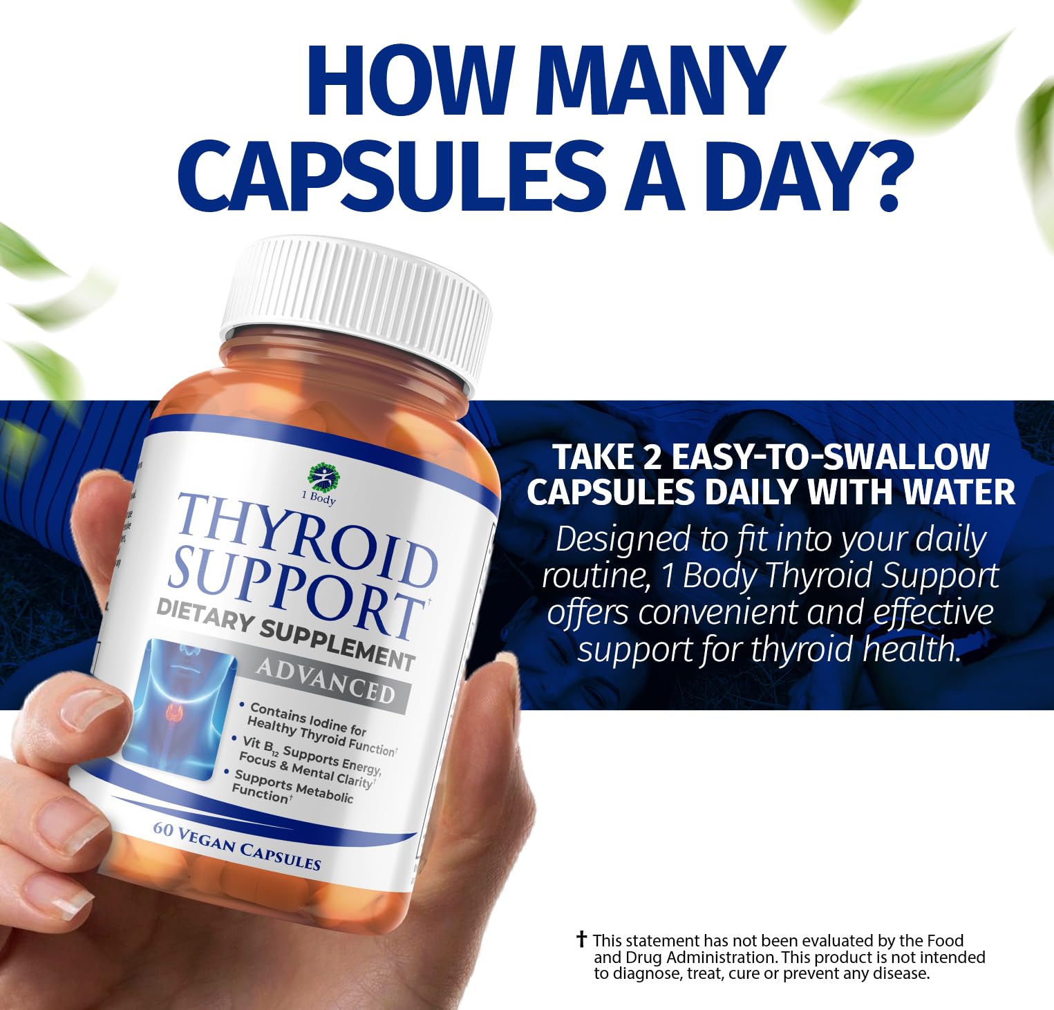 Capsules and glass ready for a daily wellness ritual with 1 Body