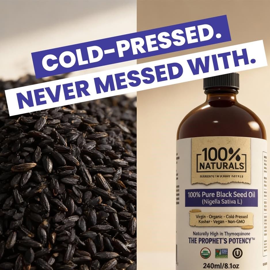 100% Naturals bottle back label detailing organic and kosher notes