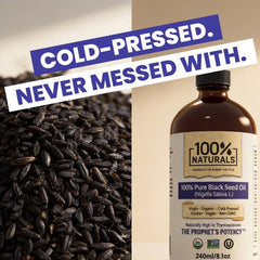 100% Naturals bottle back label detailing organic and kosher notes