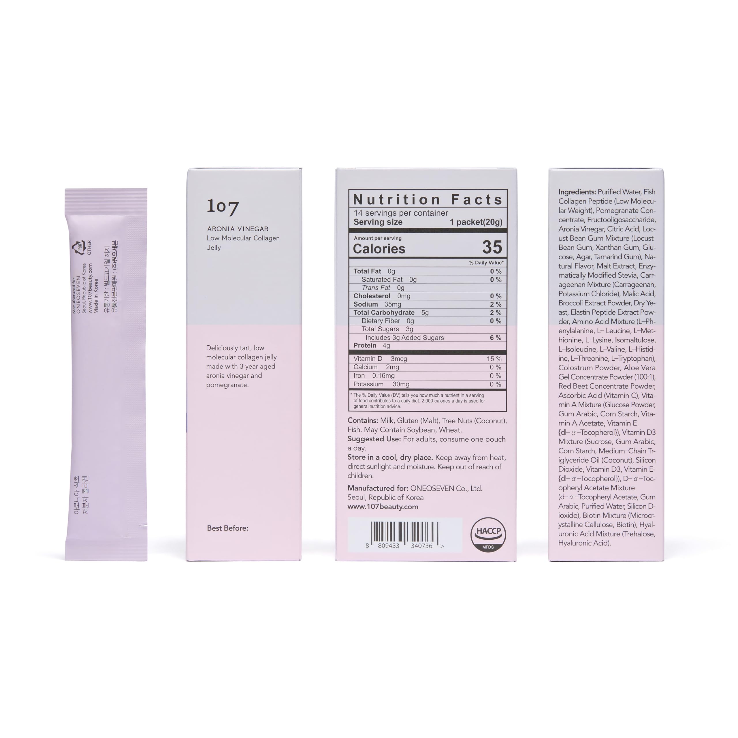 107 ARONIA jelly-stick ingredients list highlights nine skin-supporting nutrients