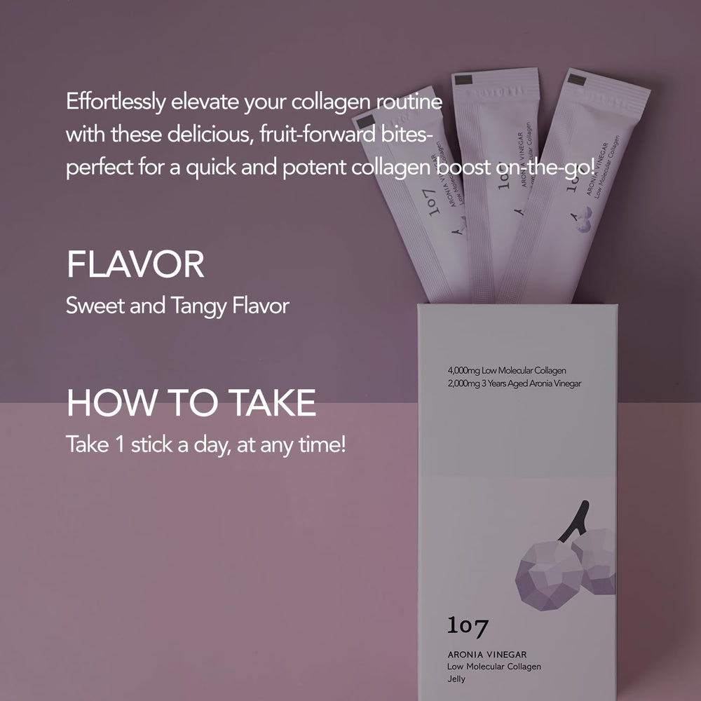 107 ARONIA jelly-stick serving image suggests antioxidant-rich routine for a hydrated complexion