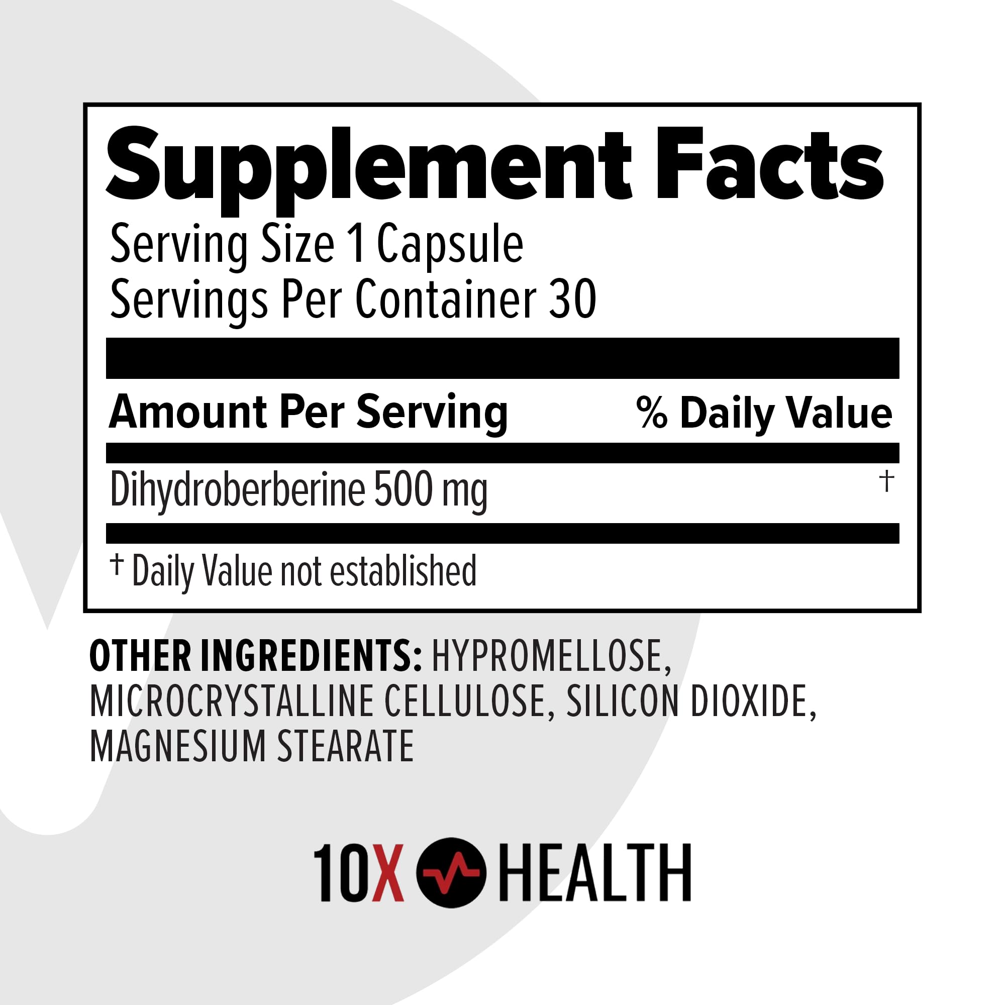 10X Health Berberine bottle pour demonstrates easy dosing for heart and gut balance.