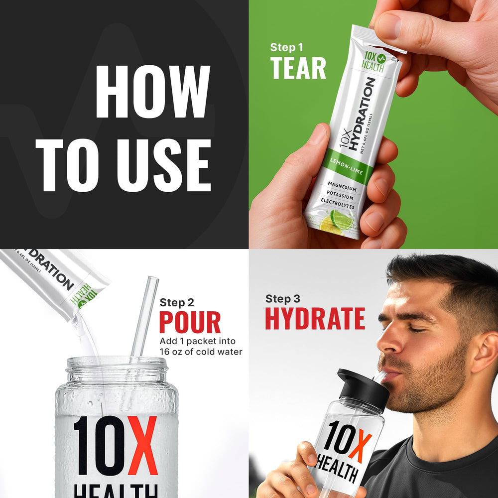 Athlete using 10X Health Lemon Lime sticks during a workout.
