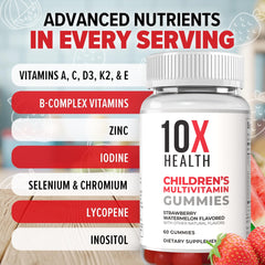 10X Health kids vitamins featuring immune and energy support.