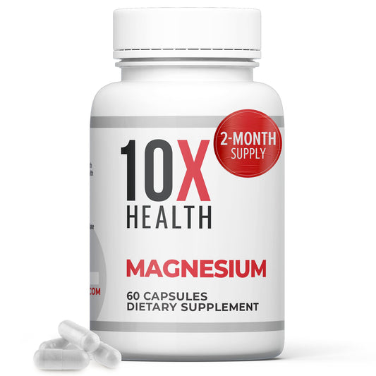 10x health magnesium citrate bottle front—high-absorption formula for sleep and muscle support.