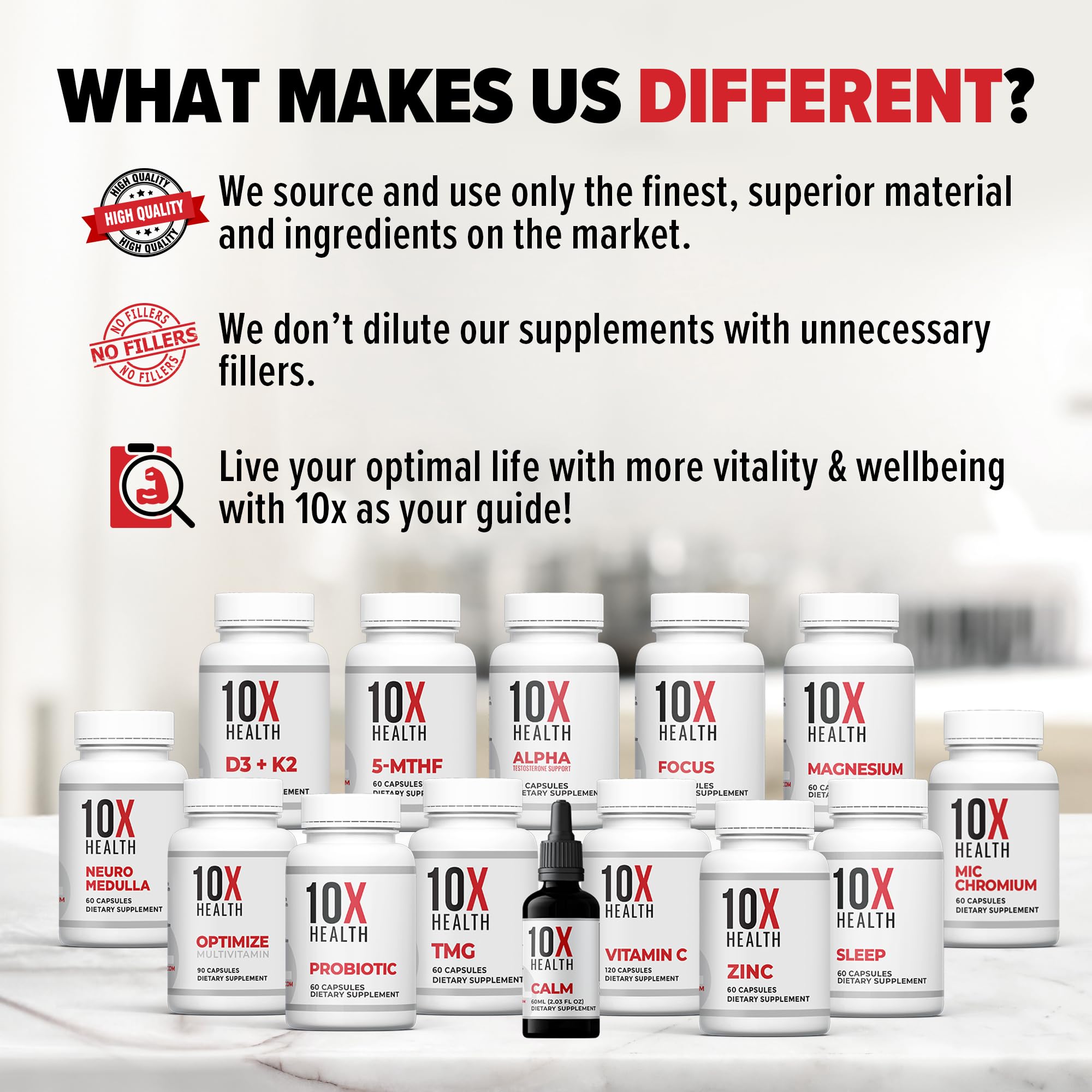 10x health bottle lifestyle image—daily routine with magnesium supplementation.