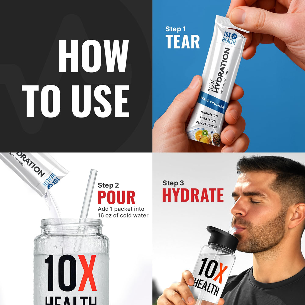 10X Health sugar-free, dye-free electrolyte boost without artificial color.
