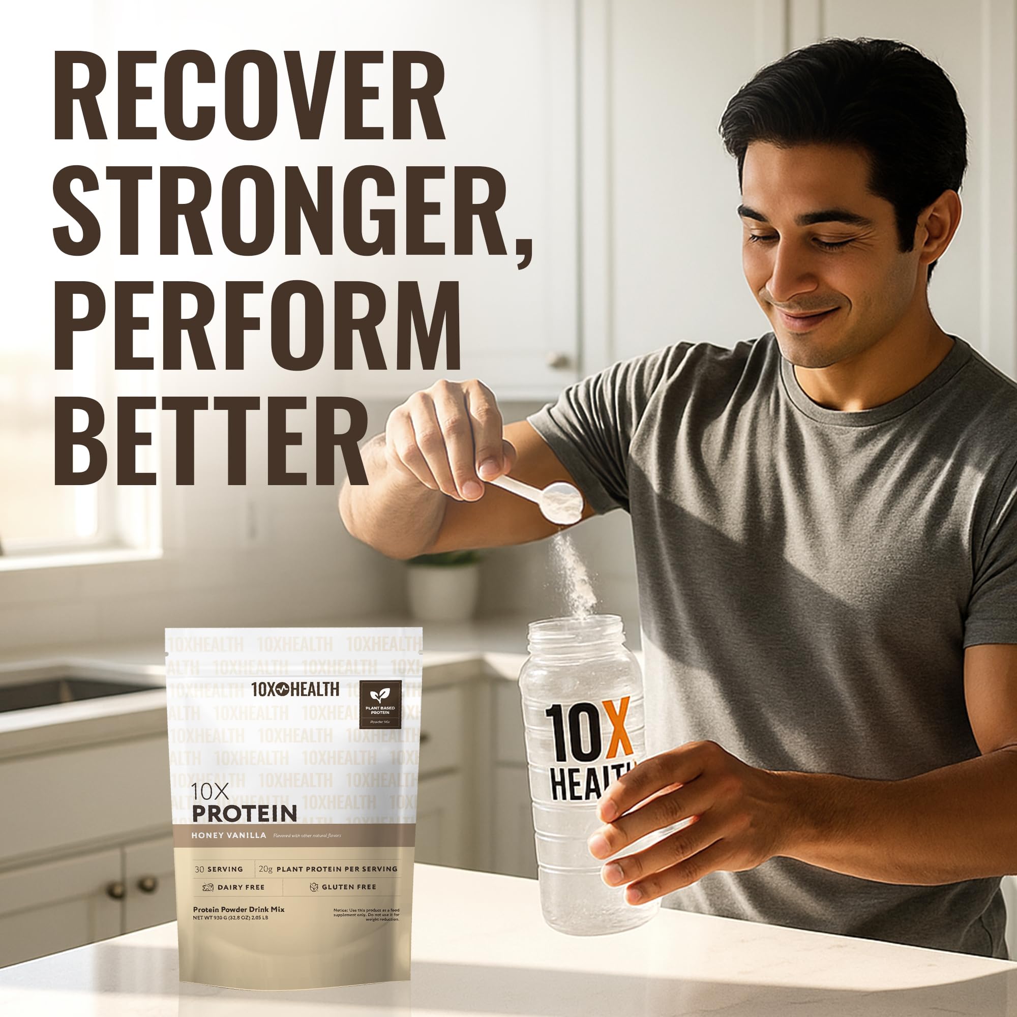 10X Health System honey vanilla mushroom blend illustration highlights adaptogenic boost