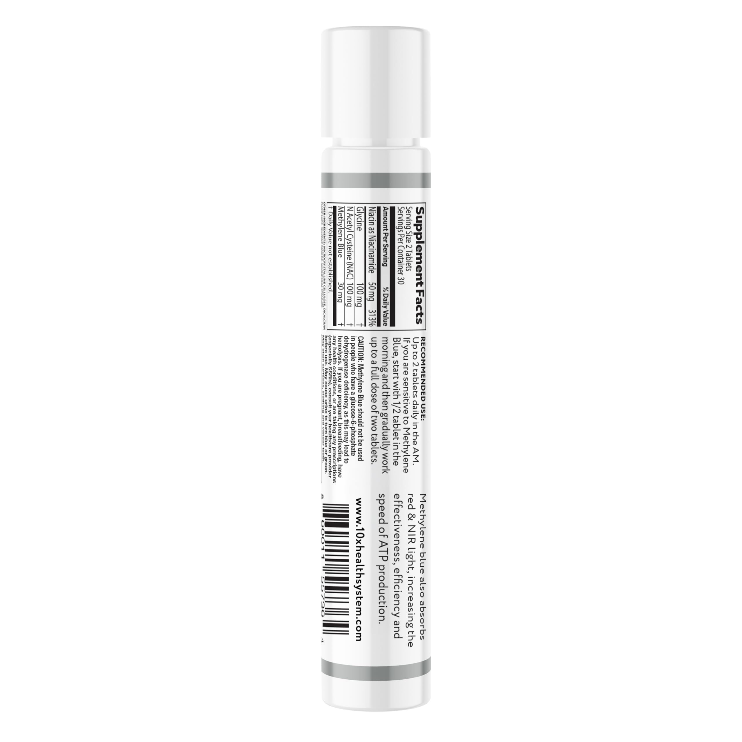 Glycine component visual in 10X Health System supplement bottle