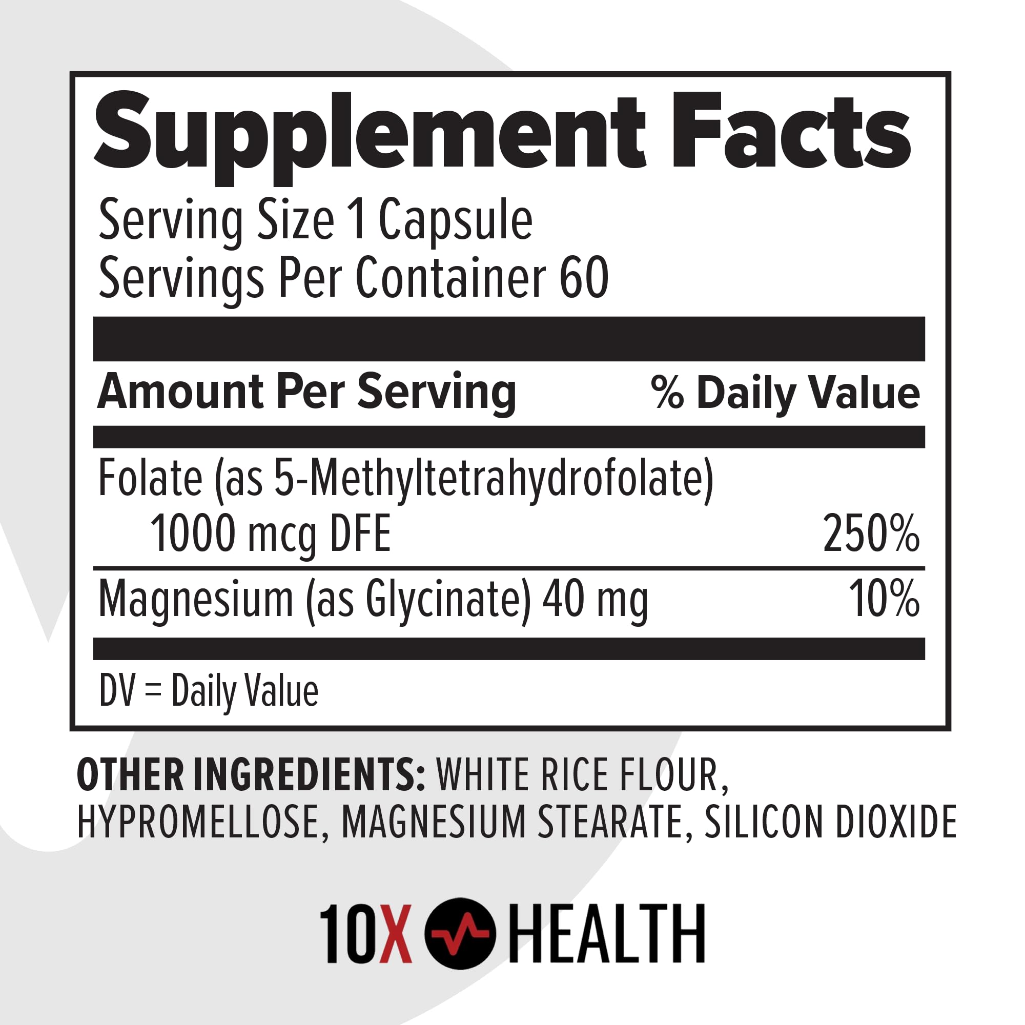 The 10X Health System USA-made quality label signals tested potency and purity.