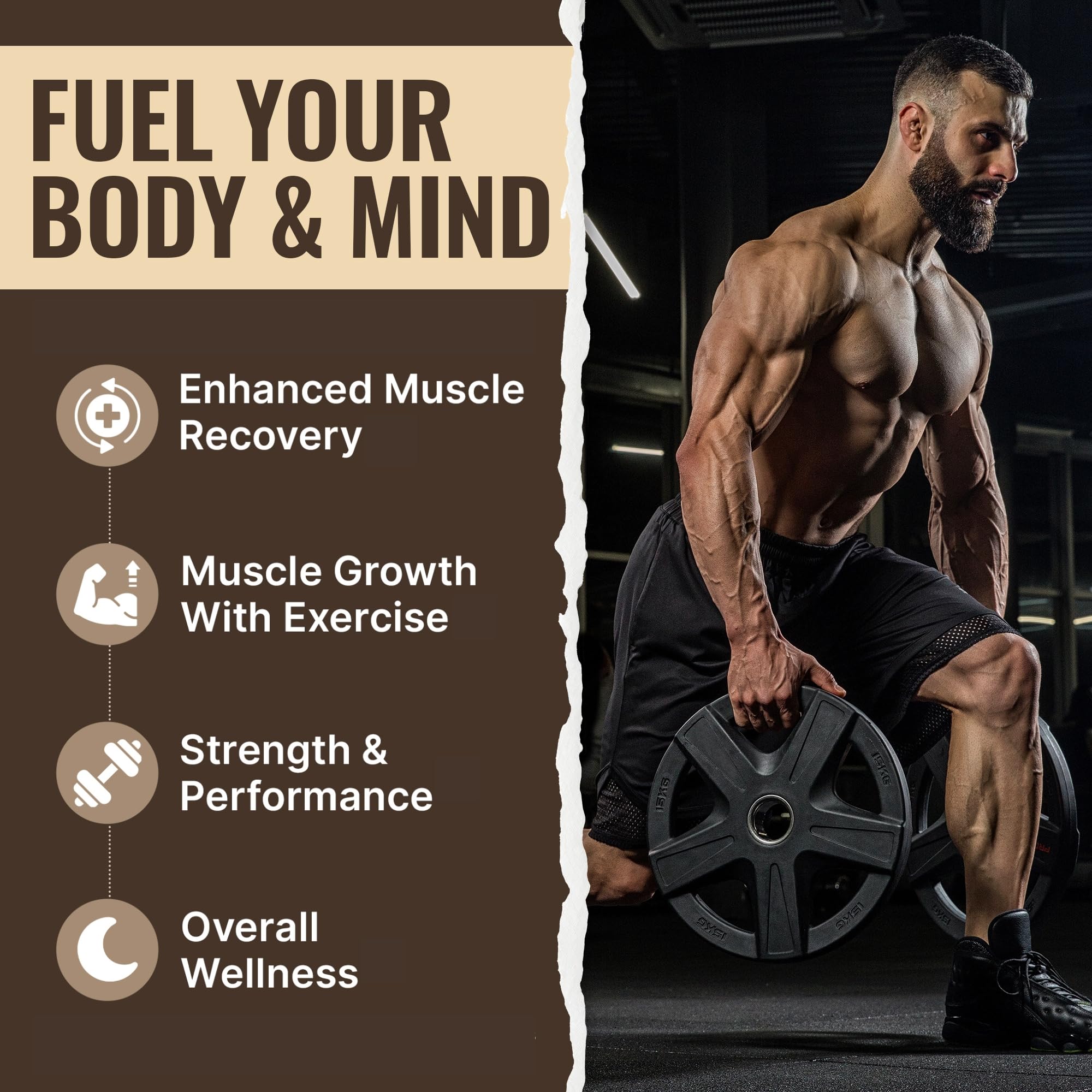 10X Health System vegan protein powder chocolate mushroom blend close-up signals adaptogenic ingredients.