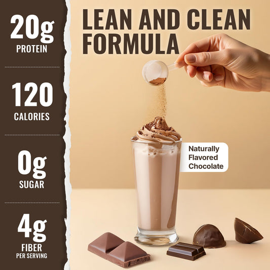 10X Health System vegan protein powder chocolate scoop dissolving for quick post-workout nourishment.