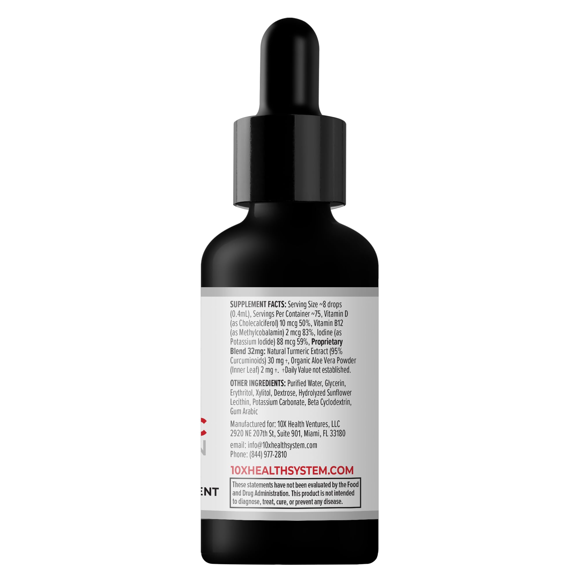 10X Health Turmeric Curcumin label close-up showing 95% curcuminoids